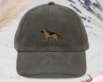 German Shepherd  Embroidered Corduroy Hat - 100% Cotton Corduroy in Variety of Colors Wardrobe Essential