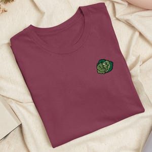 Green Cabbage Embroidered T-Shirt: Lightweight Cotton, Unisex Fit