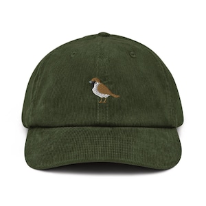 Sparrow Embroidered Cotton Corduroy Hat: Adjustable Fit