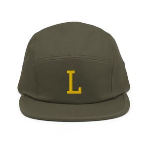 Custom College Letter Embroidered 5‑Panel Cotton Camper Cap: Adjustable Fit