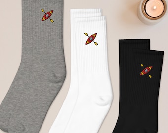 Kayak Embroidered Socks: Cushioned Cotton Blend, Made in USA