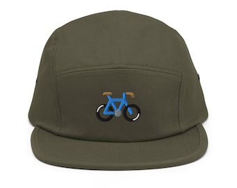 Road Gravel Bike Embroidered 5 Panel Camper Cap - Pure Cotton Comfortable Fit in Variety of Colors