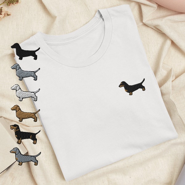 Dachshund Embroidered T-Shirt with Comfortable Stretch - Soft, Lightweight, Variety of Colors