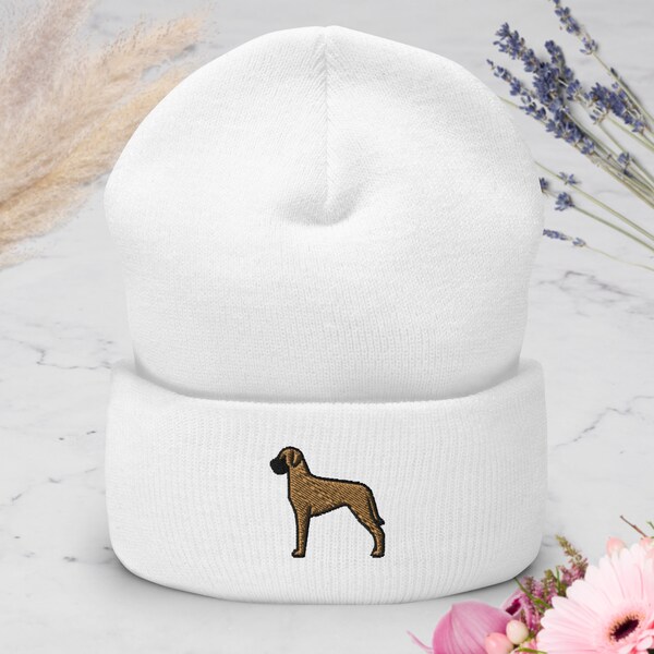 Great Dane Embroidered Cuffed Beanie - Warm and Stylish Headwear in Variety of Colors