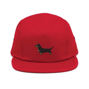 Dachshund Embroidered 5 Panel Camper Cap Pure Cotton Comfortable Fit in Variety of Colors image 5