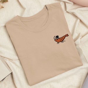 Geborduurd T-shirt Garnalen met hoge hoed met comfortabele stretch: zacht, lichtgewicht, verschillende kleuren