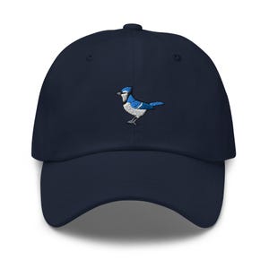 Blue Jay Bird Embroidered Dad Cap: Chino Cotton Twill Adjustable Unisex Hat