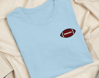 Pigskin Gridiron Football Embroidered T-Shirt: Lightweight Cotton, Unisex Fit