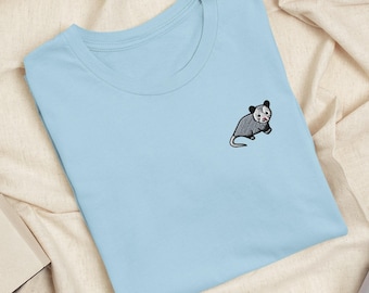 Opossum Embroidered T-Shirt: Lightweight Cotton, Unisex Fit