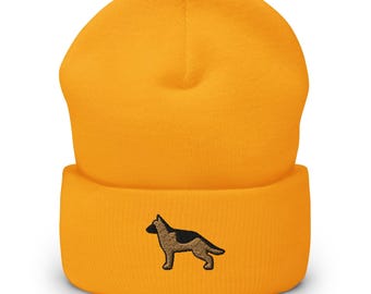 Gorro con puño bordado de pastor alemán: gorro de invierno unisex y cómodo