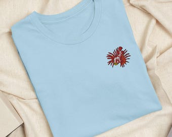 Lionfish Embroidered T-Shirt: Lightweight Cotton, Unisex Fit