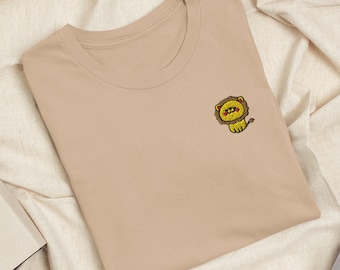 Little Lion Embroidered T-Shirt: Lightweight Cotton, Unisex Fit