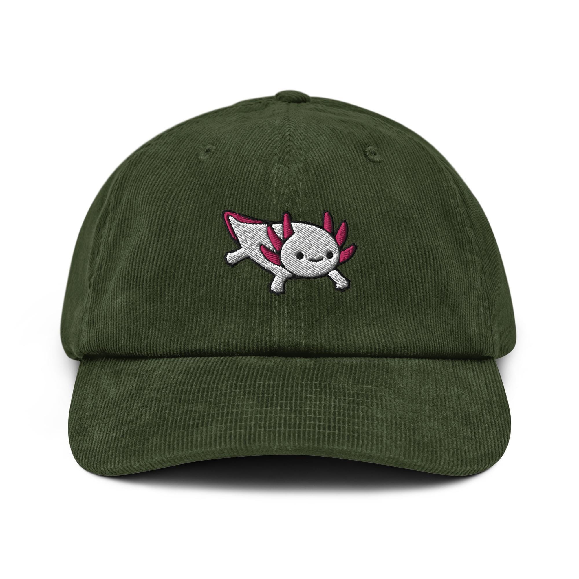 Axolotl Salamander Embroidered Corduroy Hat - 100% Cotton Corduroy in Variety of Colors Wardrobe Essential