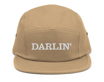Darlin Embroidered 5 Panel Camper Cap - Pure Cotton Comfortable Fit in Variety of Colors