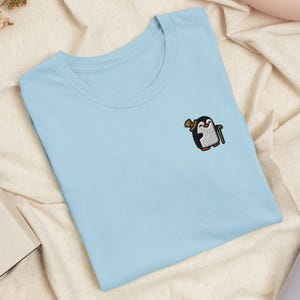 Sophisticated Sir Penguin Embroidered T-Shirt with Comfortable Stretch - Soft, Lightweight, Variety of Colors