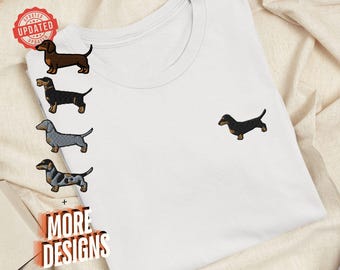 Dachshund Embroidered T-Shirt with Comfortable Stretch - Soft, Lightweight, Variety of Colors & Designs