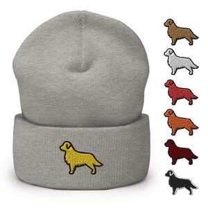 Golden Retriever Embroidered Cuffed Beanie - Warm and Stylish Headwear in Variety of Colors & Designs