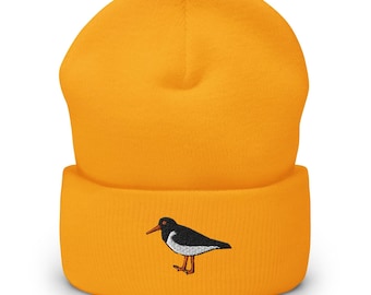 Eurasian Oystercatcher Embroidered Cuffed Beanie: Cozy Unisex Winter Cap