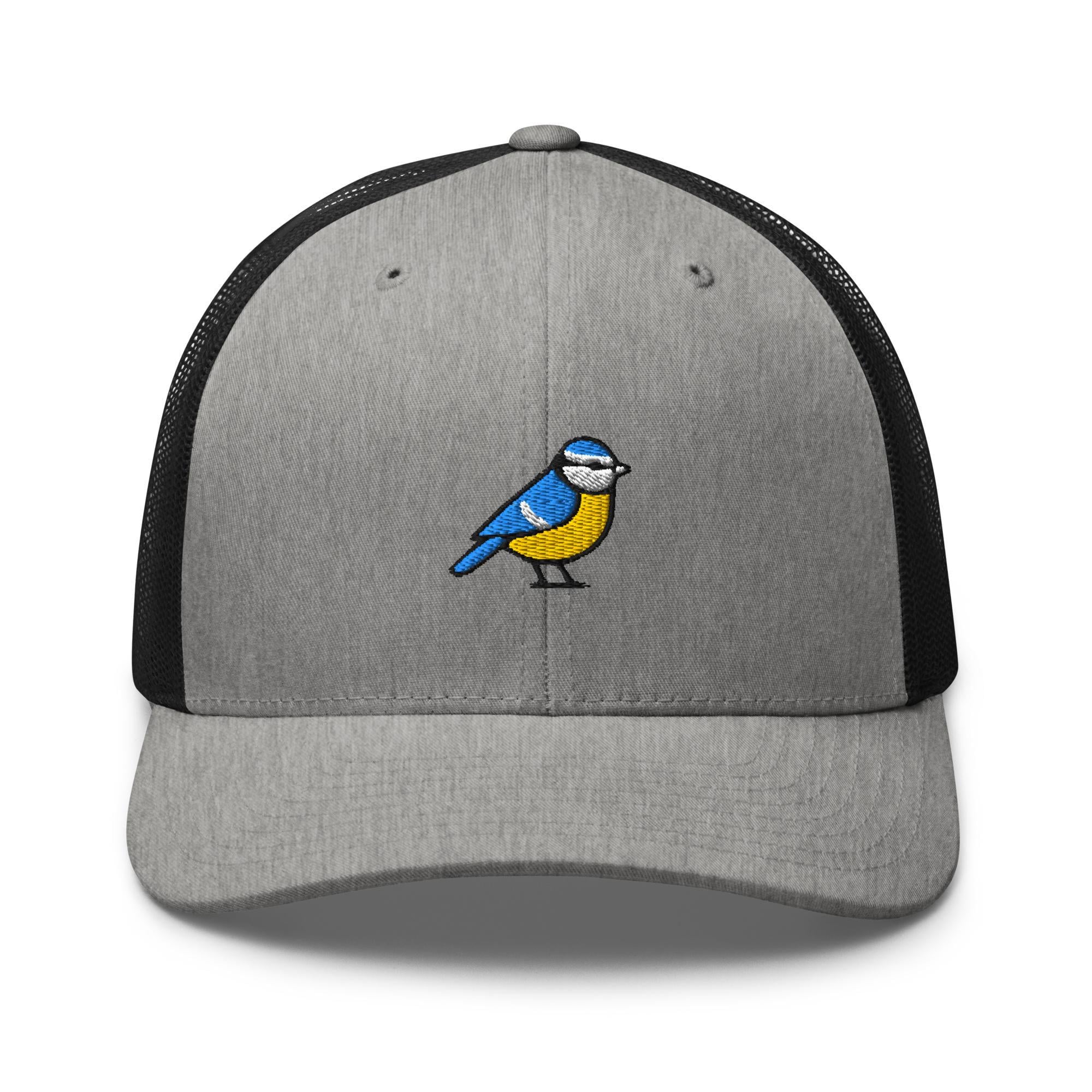 Eurasian Blue Tit Embroidered Trucker Hat: Structured Retro Cap