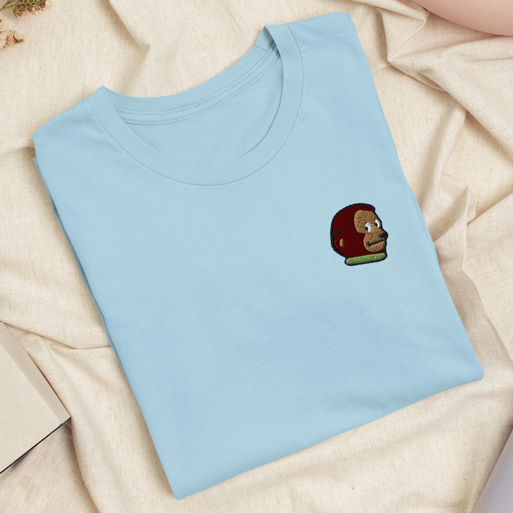 Awkward Side Eye Monkey Embroidered T-shirt: Lightweight Cotton, Unisex ...