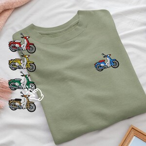 Klassisches japanisches Pendler-Motorrad-besticktes Rundhals-Sweatshirt: Baumwollmischung, Unisex-Passform
