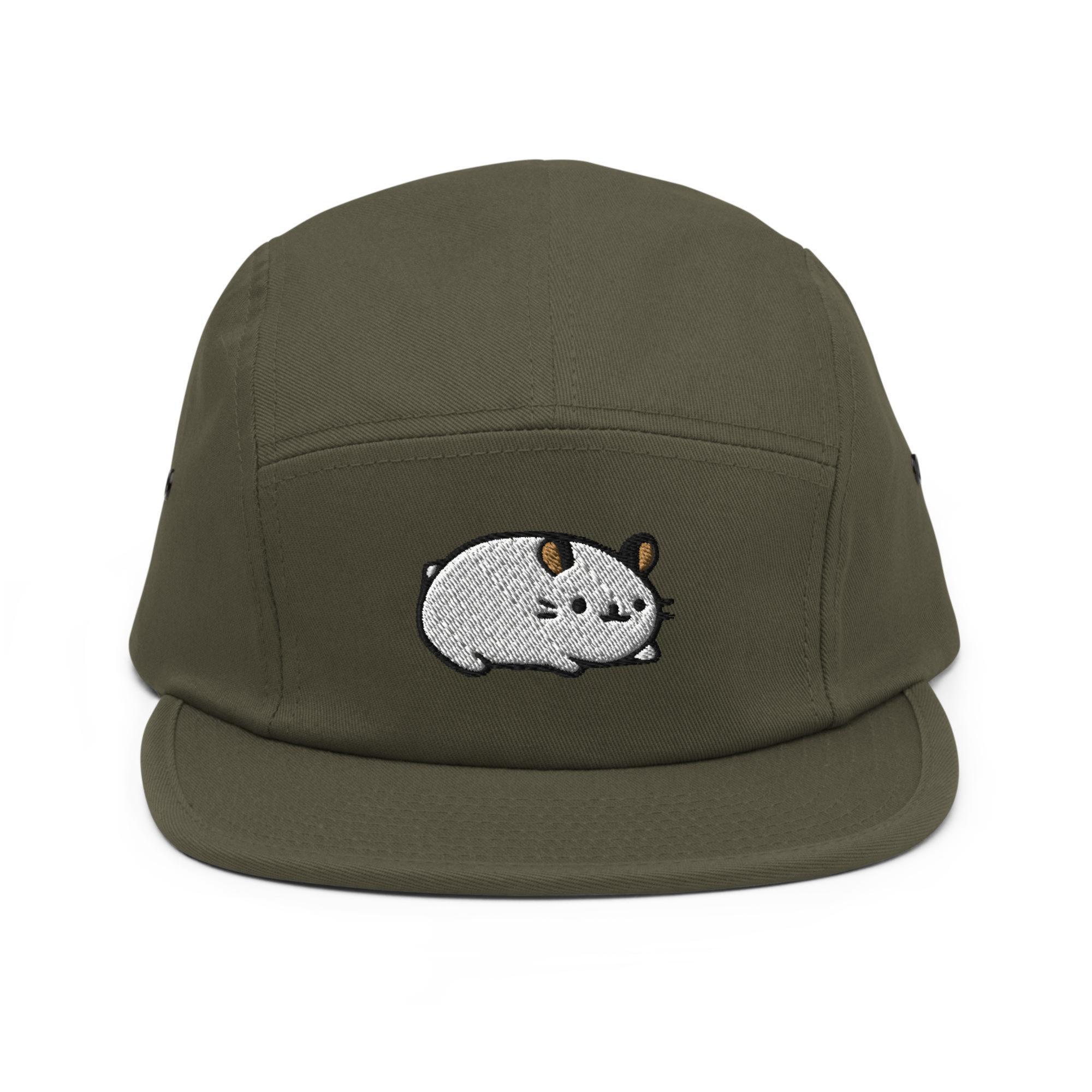 キュートなハムスターの刺繍入り5パネルコットンキャンパーキャップ