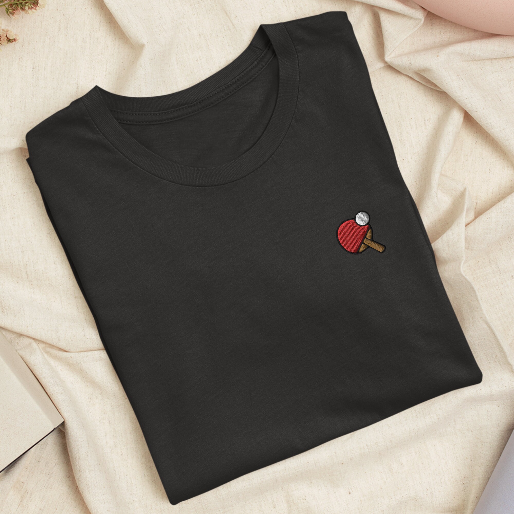Table Tennis Embroidered T-Shirt with Comfortable Stretch - Soft, Lightweight, Variety of Colors