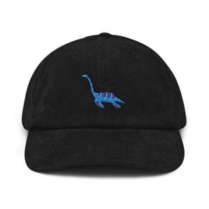 Bonnet en velours côtelé de coton brodé Plesiosaurus : coupe ajustable