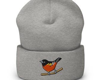 Berretto con risvolto ricamato Baltimore Oriole: comodo berretto invernale unisex