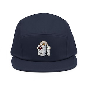 Casquette de camping brodée Lost Kawaii Camping Duck 5 panneaux - Coupe confortable en pur coton dans une variété de couleurs