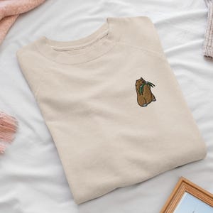 Marmot Munching Grass Embroidered Crewneck Sweatshirt: Cotton Blend, Unisex Fit