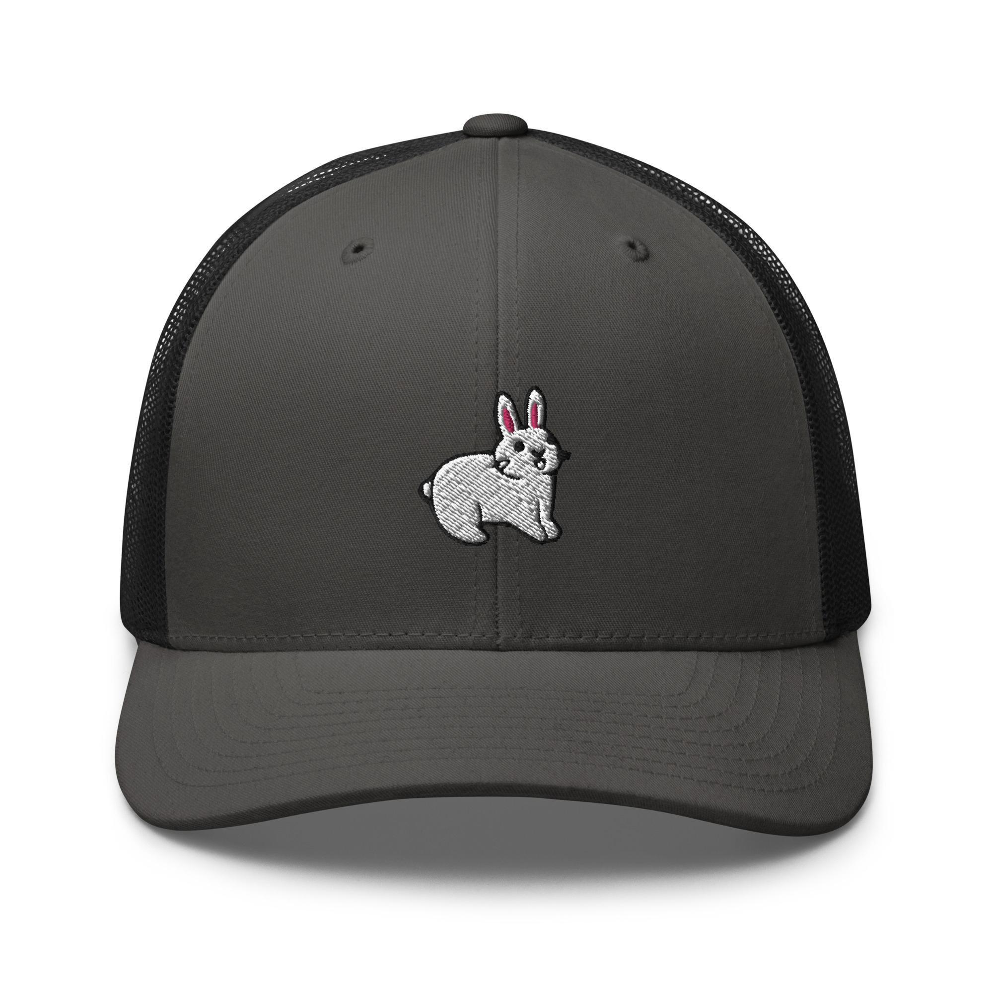 White Bunny Rabbit Embroidered Trucker Hat: Structured Retro Cap With ...