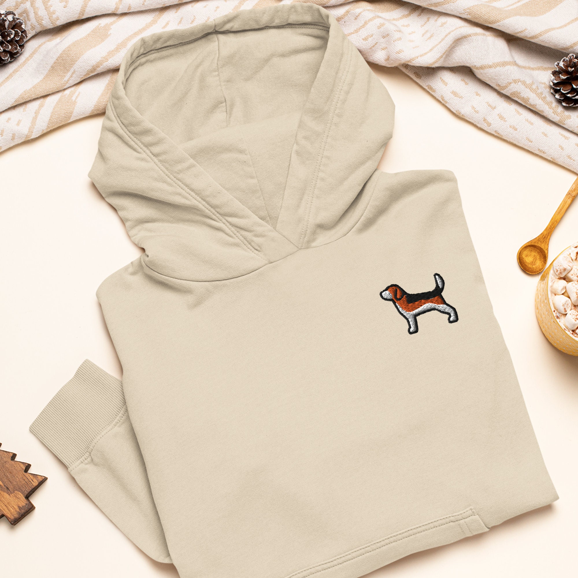 ★HOODHOOD★ Beagle logo hood melange white Beagle Embroidered Heavy Blend Hoodie - Stylish Soft Cotton