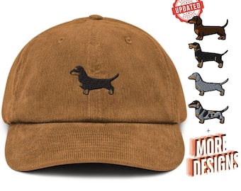Dachshund Embroidered Corduroy Hat - 100% Cotton Corduroy in Variety of Colors & Designs Wardrobe Essential