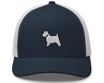 West Highland White Terrier Embroidered Retro Trucker Hat - Structured with Mesh Back in Variety of Colors