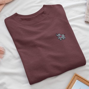 Sudadera de cuello redondo con bordado de elefante bebé - Algodón suave - Variedad de colores