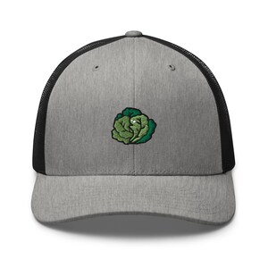 Gorra de camionero bordada con repollo verde: gorra retro estructurada con parte trasera de malla