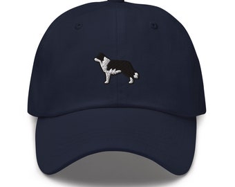 Border Collie  Embroidered Dad Cap - Trendy Unstructured Design - Comfortable Chino Cotton Twill in Variety of Colors