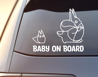 Anime Ghibli My Neighbor Totoro Chu and Chibi Baby on Board Waterproof Vinyl Car Window Decal Sticker for Parents, Unique Baby Gift