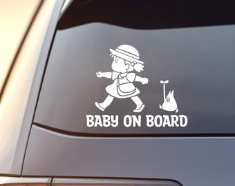 Anime My Neighbor Totoro Ghibli Mei & Chibi Totoro Baby on Board Vinyl Waterproof Car Window Decal Sticker for Parents, Unique Gift