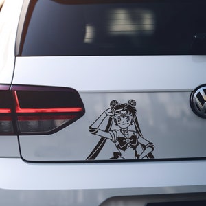 Adesivo de vinil preto Sailor Moon – Adesivo de carro anime Magical Girl – Adesivo de laptop, carro ou janela Moon Prism Power