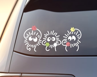 Anime Ghibli Inspired Spirited Away Soot Sprites Vinyl Car Window & Laptop Waterproof Decal Sticker, Unique Gift
