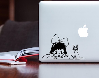 Anime Ghibli Kikis Delivery Service Kiki and JiJi Vinyl Waterproof Car Window & Laptop Decal Sticker, Unique Gift