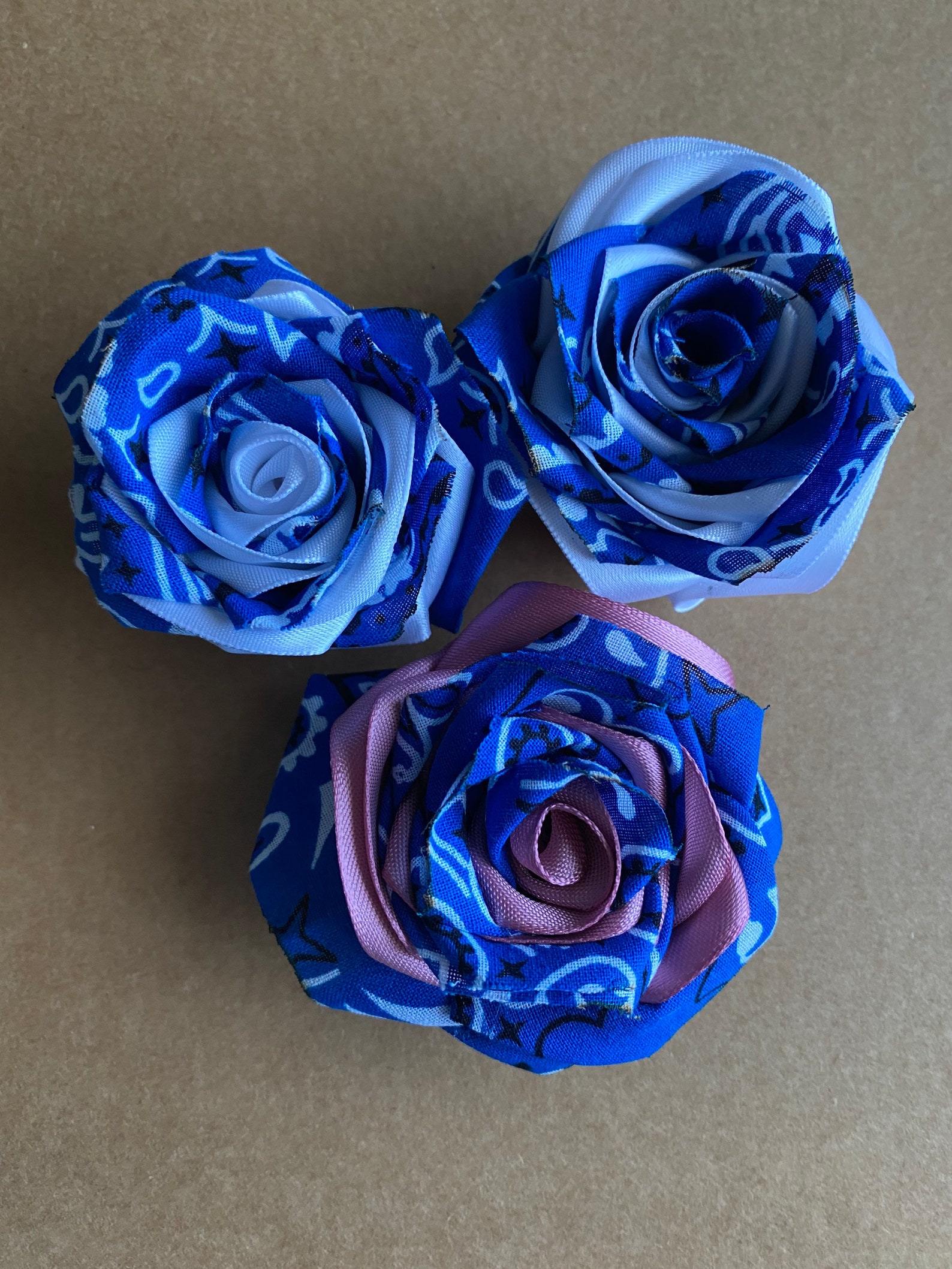 Ribbon Rose / Royal Blue Bandana / Forever Rose Etsy