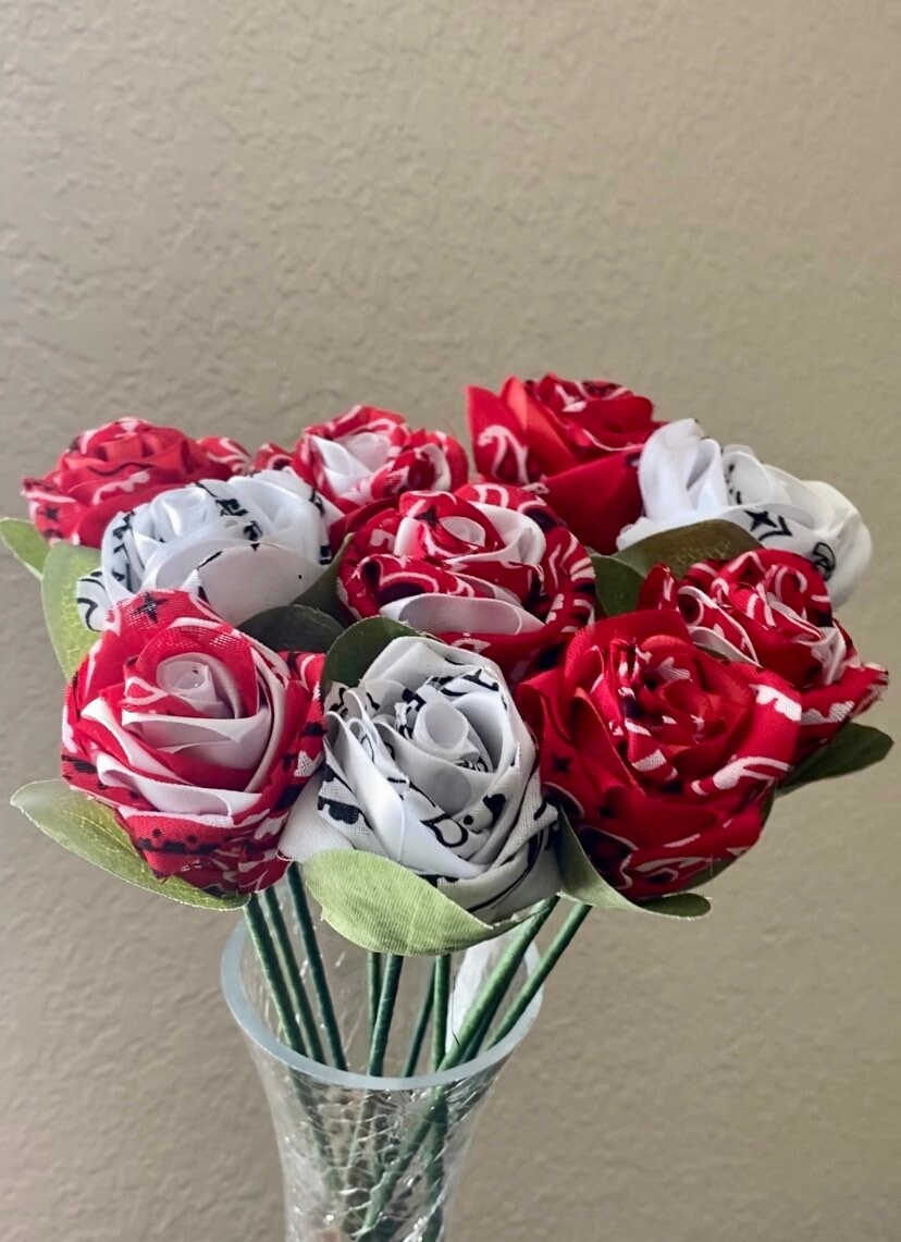 Red Bandana Forever Roses Roses Flowers Gift Bouquet Etsy