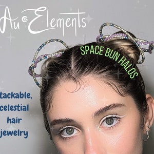 Space Bun Halos • Stackable, Celestial, Beaded Hair Pins for Space Bun Styling • 2.5-3.5 Inch Diameter Circle