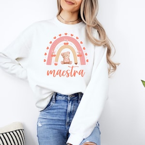 Maestra Spanish Teacher Rainbow Png, Maestra SVG, Customized Maestra Svg, Teacher Appreciation Gifts, Spanish Teacher Png dual Language Crew