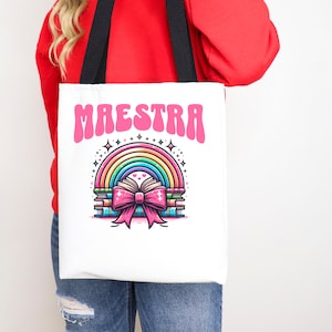 Maestra Spanish Teacher Rainbow Png, Maestra SVG, Customized Maestra Svg, Teacher Appreciation Gifts, Spanish Teacher Png dual Language Crew