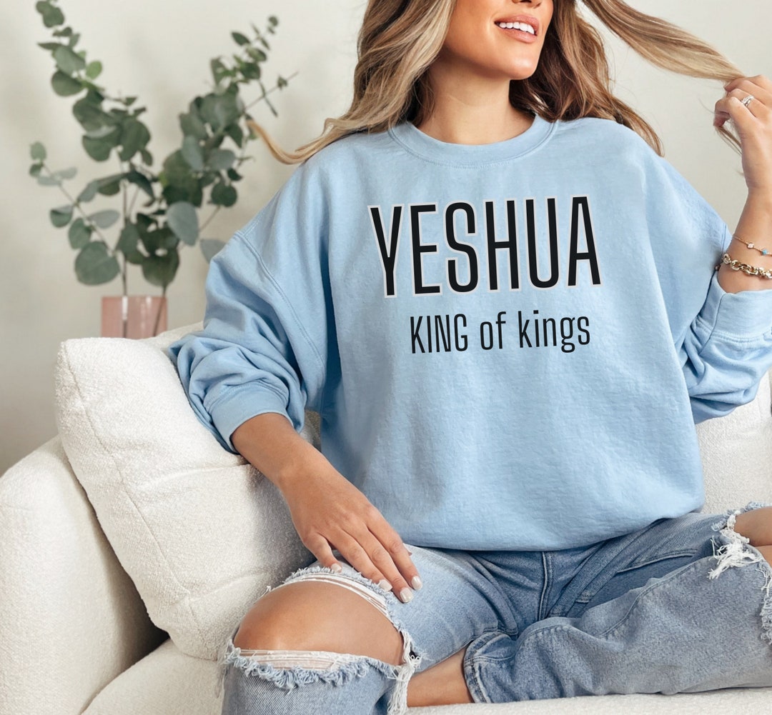 Yeshua King of Kings Easter Crewneck Sweatshirt, Resurrection Easter Sweatshirt Christian Merch
