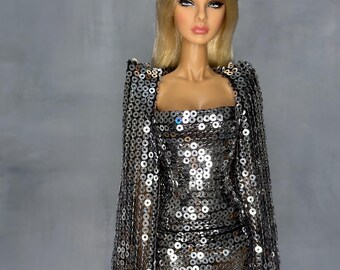 Sequin Doll Dress: Glitter Outfit for 1/6 Fashion Royalty Dolls